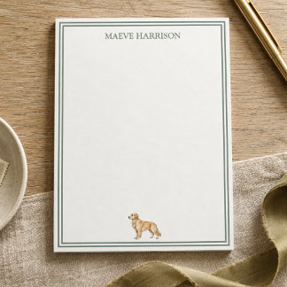 Bloco De Notas Cachorro Labrador com Listra Verde Oliva Elegante