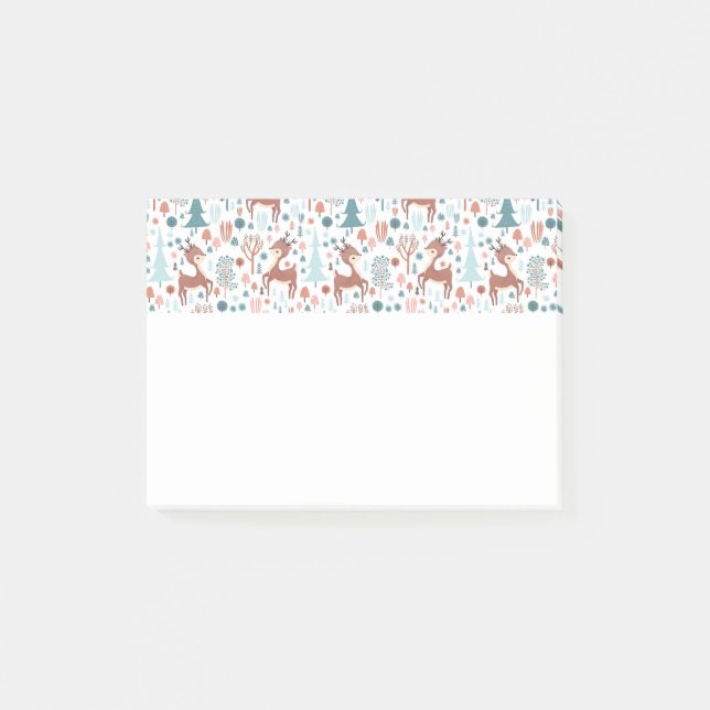 Bloco De Notas Cachorro no Natal do Padrão da Floresta Branca (Frente)