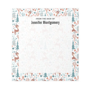 Bloco De Notas Cachorro no padrão da floresta Whimsical