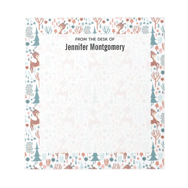 Bloco De Notas Cachorro no padrão da floresta Whimsical (Frente)