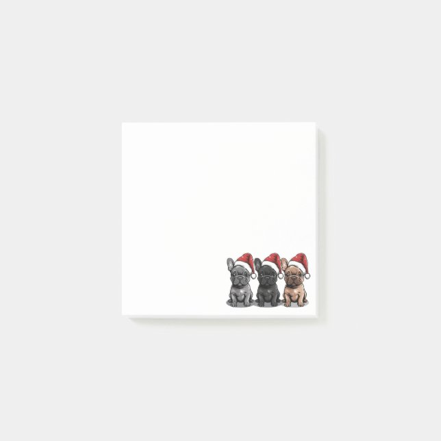 Bloco De Notas Cachorro Papai noel francês de Natal (Frente)
