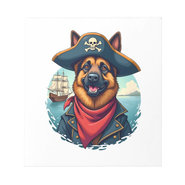Bloco De Notas Cachorro Pastor Alemão Pirata Cópia (Frente)