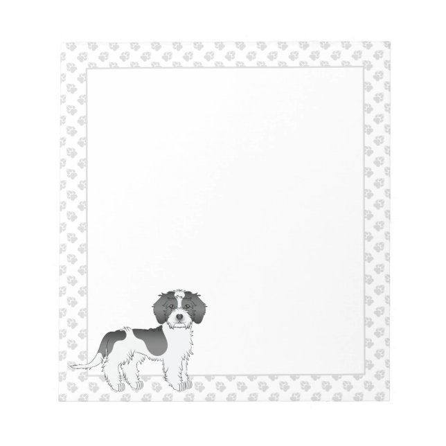 Bloco De Notas Cachorro & Patas Mini Goldendoodle Preto Parti-col (Frente)