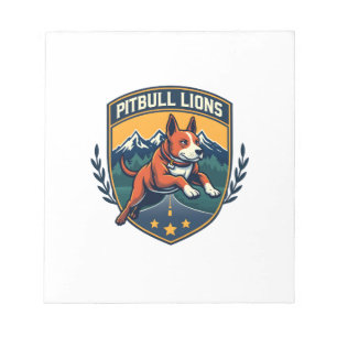 Bloco De Notas Cachorro Pitbull Leões Mascote Vintage Desporto In