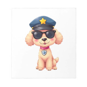 Bloco De Notas Cachorro Poodle Policial Anime Chibi