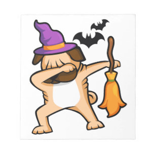 Bloco De Notas Cachorro Pug de Halloween Dabbing