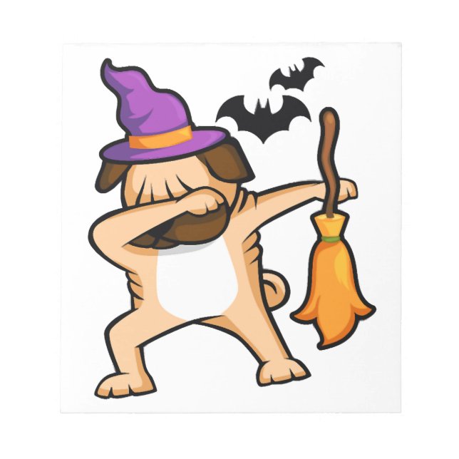 Bloco De Notas Cachorro Pug de Halloween Dabbing (Frente)