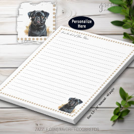 Bloco De Notas Cachorro Pug Preto Personalizado com Linhas