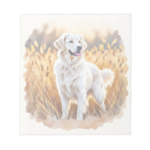 Bloco De Notas Cachorro Retriever Dourado Branco