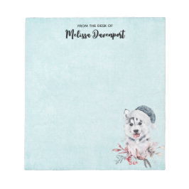 Bloco De Notas Cachorro Rouco de Natal num Chapéu Santa