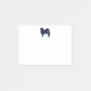 Bloco De Notas Cachorro Samoyed Silhouette Black Watercolor