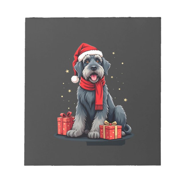 Bloco De Notas Cachorro Schnauzer Gigante Festas de Natal Feriado (Frente)