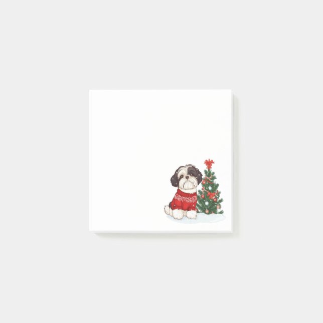 Bloco De Notas Cachorro Shih Tzu de Natal (Frente)