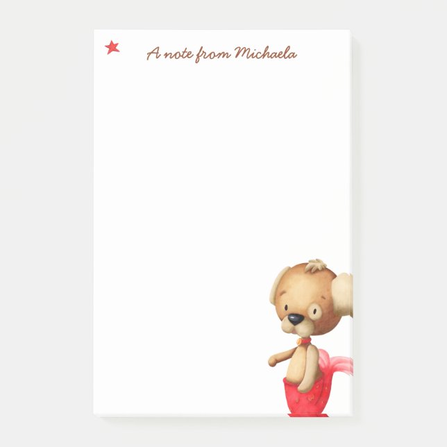 Bloco De Notas Cachorro único com rabo de sereia personalizado (Frente)