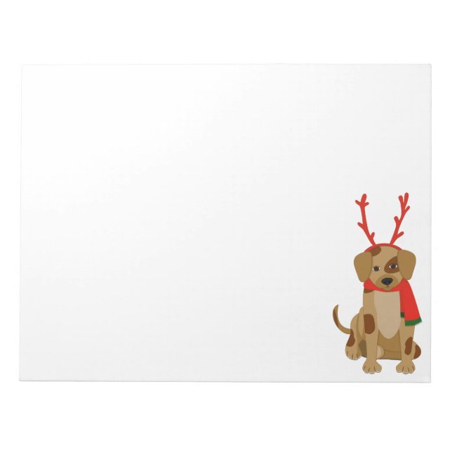 Bloco De Notas Cachorro vestindo Antlers e Scarf (Frente)