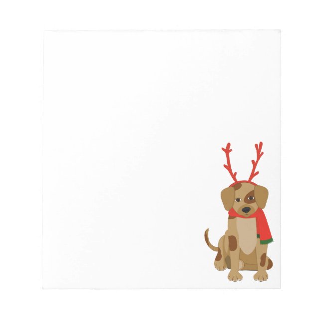Bloco De Notas Cachorro vestindo Antlers e Scarf (Frente)