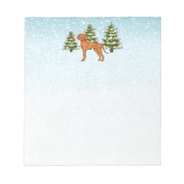 Bloco De Notas Cachorro Vizsla Húngaro Em Snowy Winter Forest Cut