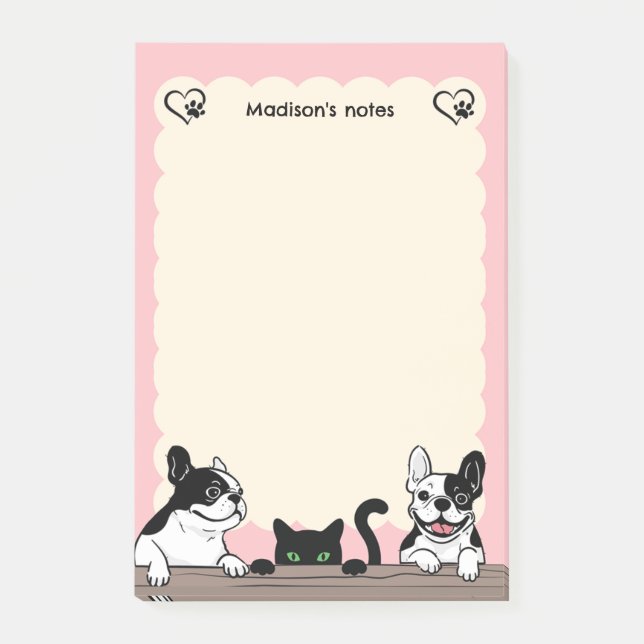 Bloco De Notas Cachorros e Gatos Pretos (Frente)