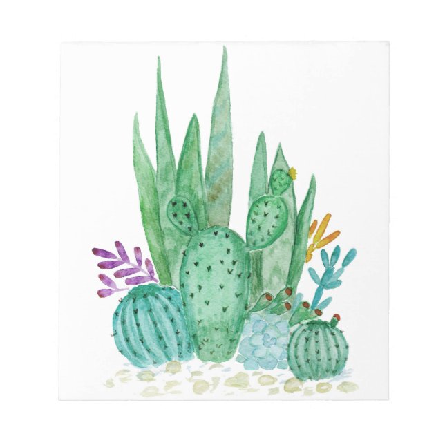 Bloco De Notas Cactus, aquarela (Frente)