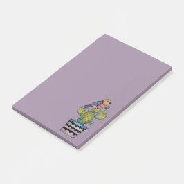 Bloco De Notas Cactus E Ave Arco-Íris Em Aquarela