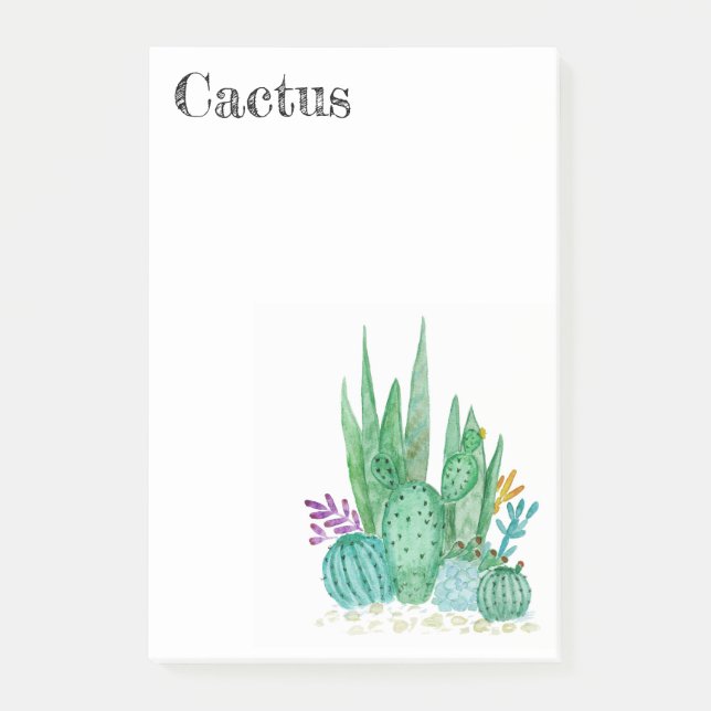 Bloco De Notas Cactus watercolor cactos flores do deserto floral (Frente)