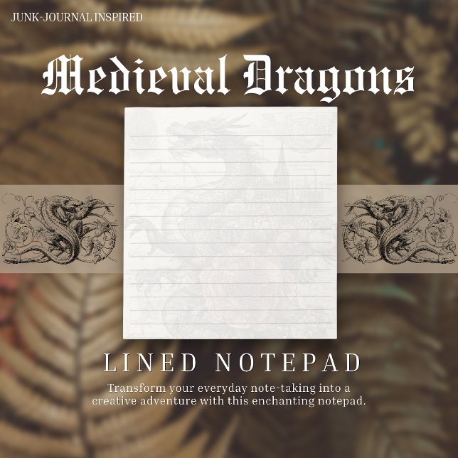 Bloco De Notas Caderno Linha Inspirado em Dragão Medieval (Criador carregado)