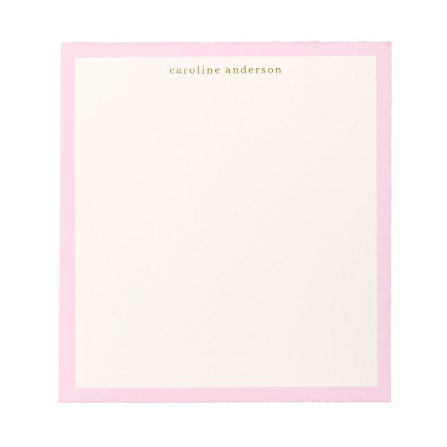 Bloco De Notas Caderno Personalizado com Borda Rosa Soft Minimali (Frente)