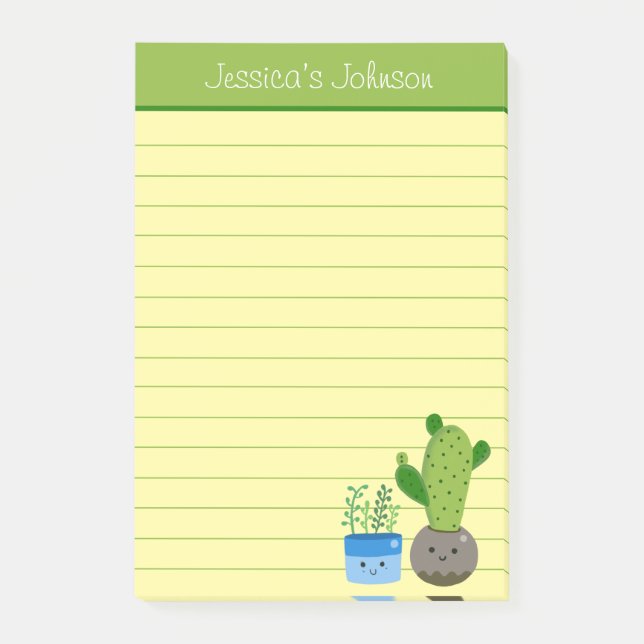Bloco De Notas Caderno Personalizado Lined para Amantes de Cactus (Frente)