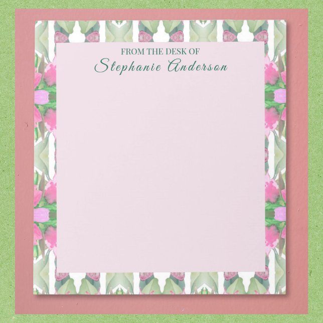 Bloco De Notas Caderno Personalizado Rosa e Sage (Available in multiple sizes. Text may be customized, or removed.)