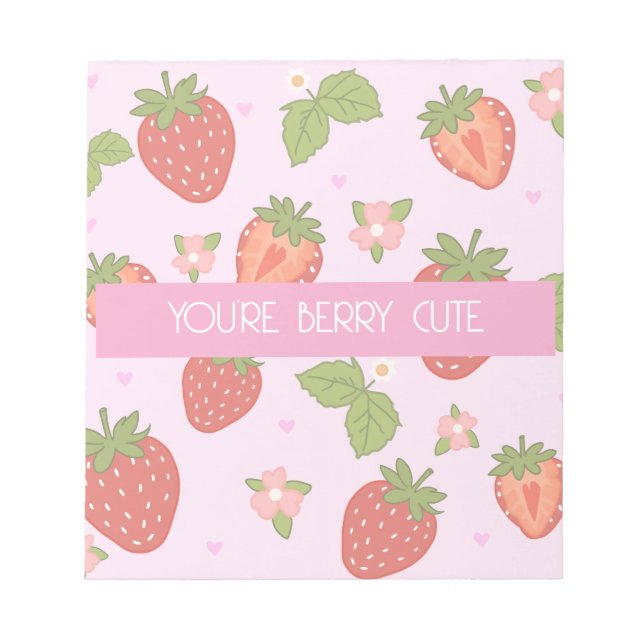 Bloco De Notas Caderno Rosa Morango Berry Cute (Frente)