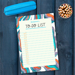 Bloco De Notas Caderno Simples Retro Groovy Azul Listado Lista de