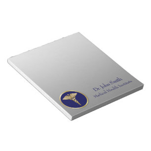 Bloco De Notas Caduceu Médico Profissional Ouro Azul