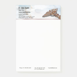 Bloco De Notas Caduceus Copper Rosa Dourado Médico Luxo Marble