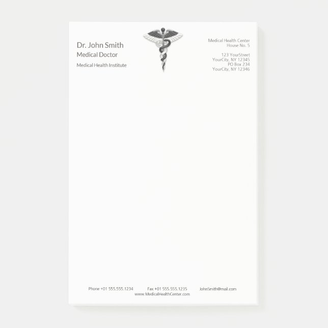 Bloco De Notas Caduco Branco Negro Elegante Médico Nobre Clássico (Frente)