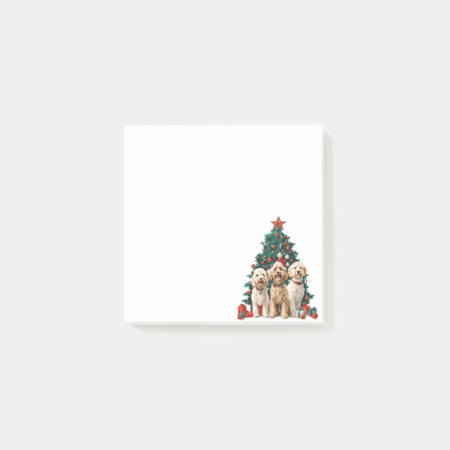 Bloco De Notas Cães de Goldendoodle de Natal (Frente)