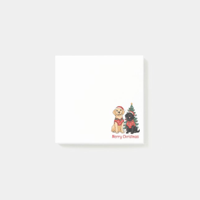 Bloco De Notas Cães Labrador Retriever Feliz Natal (Frente)