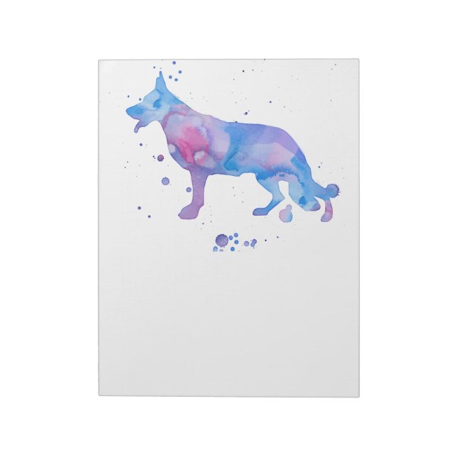 Bloco De Notas Cães Pastor Alemão em Aquarela (Invertido)