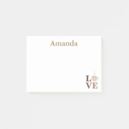 Bloco De Notas Café Amor Branco e Marrom