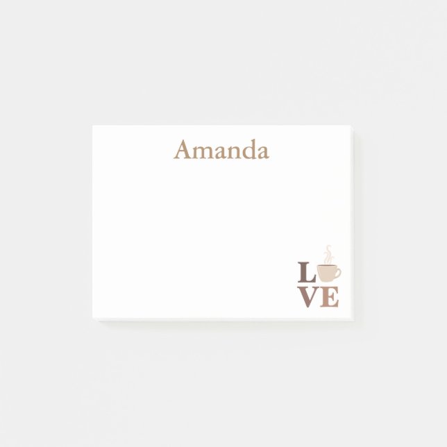 Bloco De Notas Café Amor Branco e Marrom (Frente)