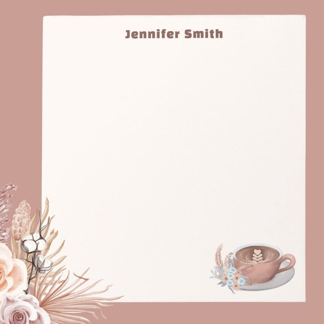 Bloco De Notas Café Boho Personalizado Com Flores (Criador carregado)
