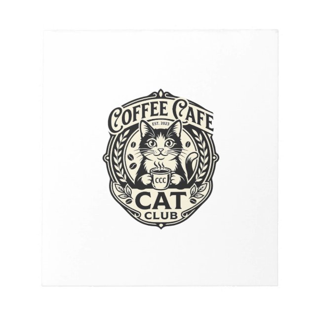 Bloco De Notas Café de Gato Engraçado Gráfico - Clube de Gato de  (Frente)