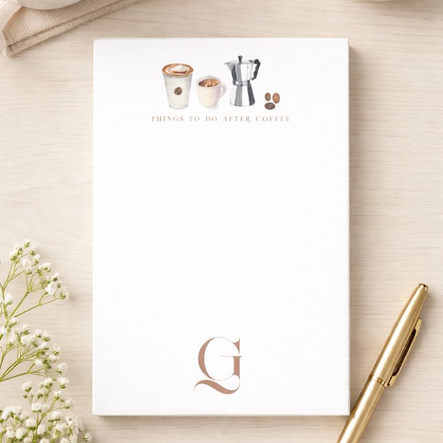 Bloco De Notas Café Monograma Elegante (Criador carregado)