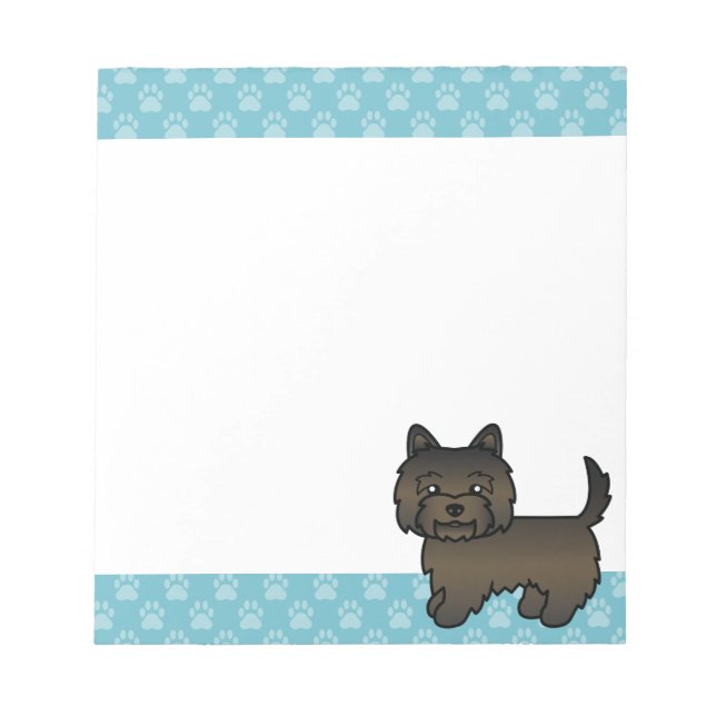 Bloco De Notas Cairn Terrier Cartoon Desenho Cachorro Brindle Esc (Frente)