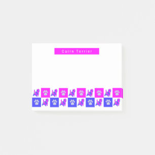 Bloco De Notas Cairn Terrier Dog & Paw Hot Pink & Blue