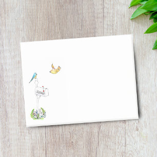 Bloco De Notas Caixa de Correio Aquarela Com Pássaros