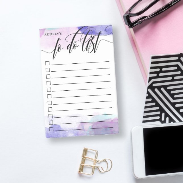 Bloco De Notas Caixa de Seleção Roxo para Fazer com Caligrafia (Criador carregado)