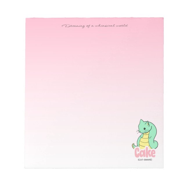Bloco De Notas Cake (Cat + Snake) Pink Notepad (Frente)