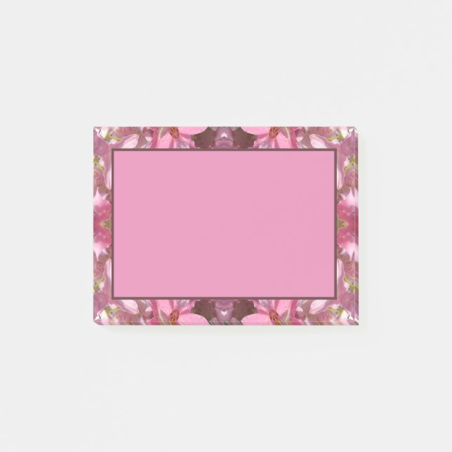 Bloco De Notas Caleidoscópio cor-de-rosa da fusão do lírio (Frente)