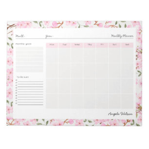 Bloco De Notas Calendário Blooming Cherry Blossoms