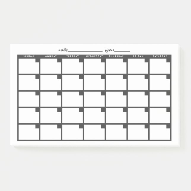 Bloco De Notas Calendário de Nota Fixa Não Atualizado - Preto (Frente)